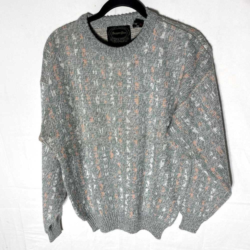 Vintage 90s Dapper Dan Grey Peach Crew Neck Dad Sweater S Dadcore